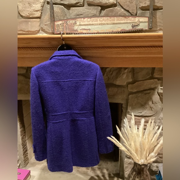 Kenneth Cole NEW York  Blue Textured Wool Button Up Coat Peacoat Size 8 - Picture 9 of 14